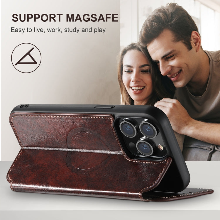 For iPhone 16 Suteni J05 Leather Magnetic MagSafe Phone Case(Brown) - iPhone 16 Cases by Suteni | Online Shopping UK | buy2fix