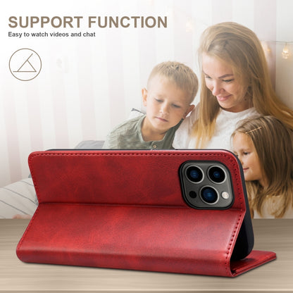 For iPhone 16 Suteni Calf Texture Horizontal Flip Leather Phone Case(Red) - iPhone 16 Cases by Suteni | Online Shopping UK | buy2fix