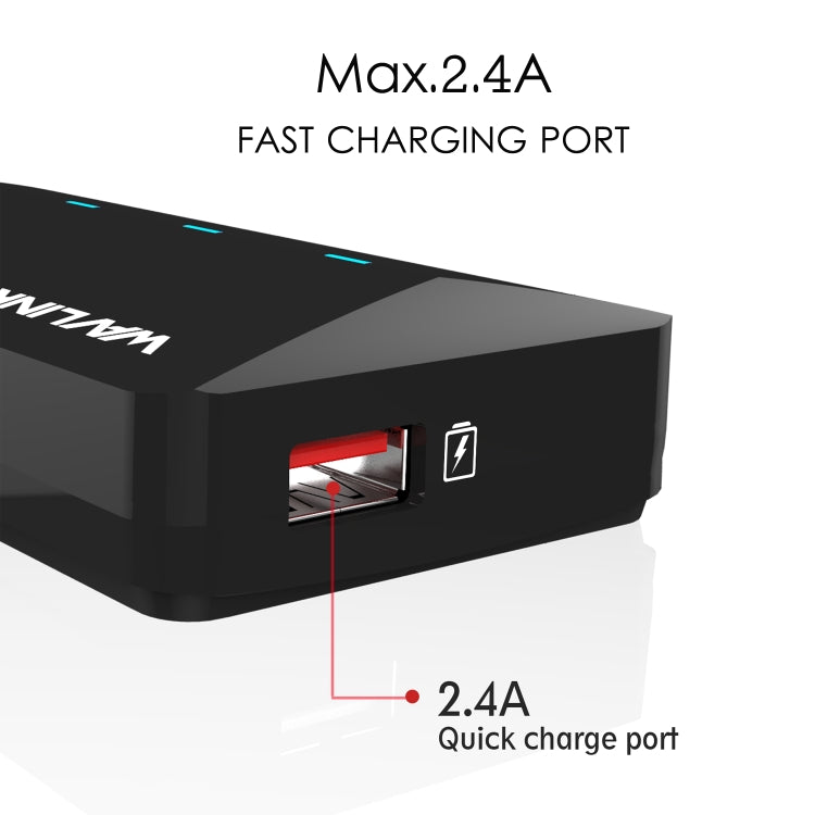 WAVLINK WL-UH3042P1 2.4A Fast Charging Adapter for Keyboard Mouse 4-Port USB3.0 HUB(US Plug) - USB 3.0 HUB by WAVLINK | Online Shopping UK | buy2fix