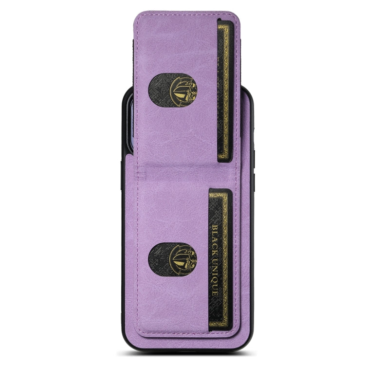 For iPhone 15 Pro Max Suteni H03 Litchi Leather Card Bag Stand Back Phone Case(Purple) - iPhone 15 Pro Max Cases by Suteni | Online Shopping UK | buy2fix