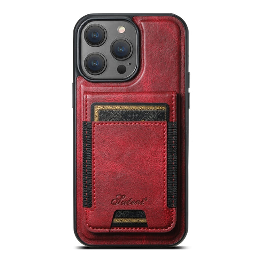 For iPhone 13 Pro Max Suteni H17 Oil Eax Leather MagSafe Detachable Wallet Phone Case(Red) - iPhone 13 Pro Max Cases by Suteni | Online Shopping UK | buy2fix