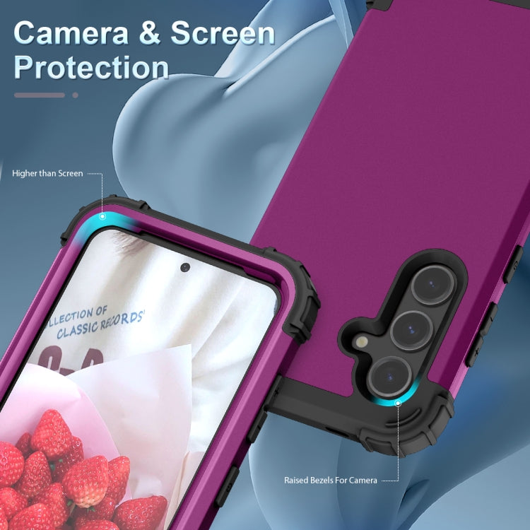 For Samsung Galaxy S24+ 5G 3 in 1 Silicone Hybrid PC Shockproof Phone Case(Dark Purple) - Galaxy S24+ 5G Cases by buy2fix | Online Shopping UK | buy2fix