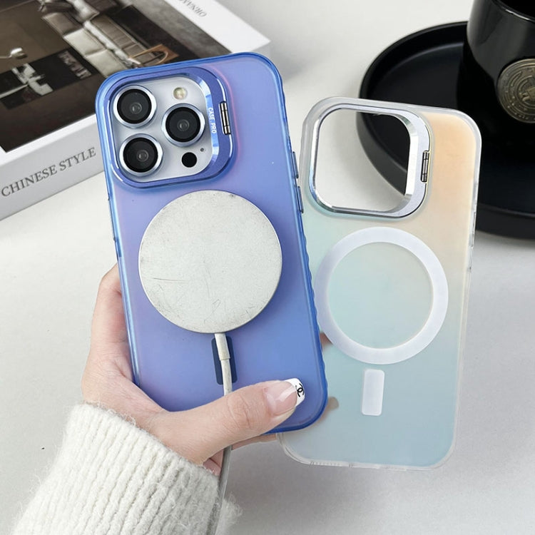 For iPhone 14 MagSafe Lens Holder PC Hybrid TPU Phone Case(White) - iPhone 14 Cases by buy2fix | Online Shopping UK | buy2fix