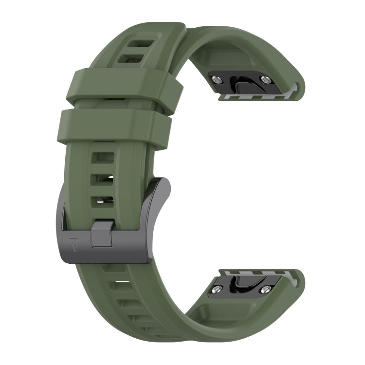 For Garmin Quatix 7 Pro Solid Color Black Buckle Silicone Quick Release Watch Band(Dark Green) - Watch Bands by buy2fix | Online Shopping UK | buy2fix