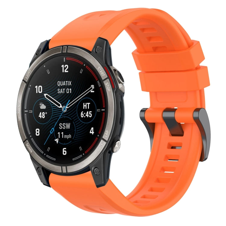 For Garmin Quatix 7 Pro Solid Color Black Buckle Silicone Quick Release Watch Band(Orange) - Watch Bands by buy2fix | Online Shopping UK | buy2fix