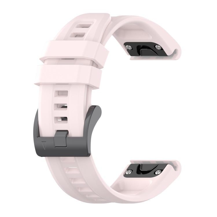 For Garmin Fenix 6 GPS Solid Color Black Buckle Silicone Quick Release Watch Band(Pink) - Watch Bands by buy2fix | Online Shopping UK | buy2fix