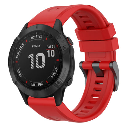 For Garmin Fenix 6 Pro GPS Solid Color Black Buckle Silicone Quick Release Watch Band(Red) - Watch Bands by buy2fix | Online Shopping UK | buy2fix