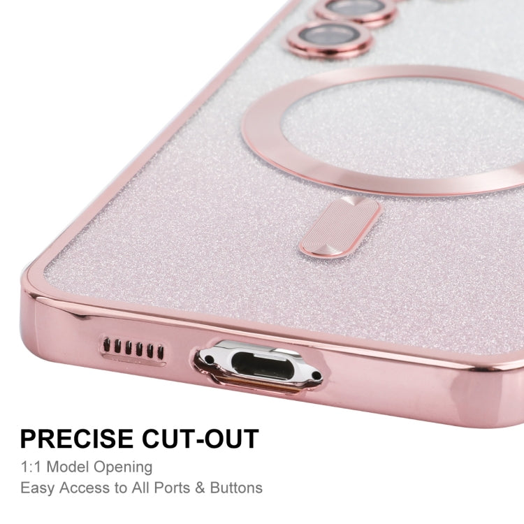 For Samsung Galaxy S23 5G ENKAY Hat-Prince Magnetic Glitter Plated TPU Phone Case with Lens Film(Silver) - Galaxy S23 5G Cases by ENKAY | Online Shopping UK | buy2fix