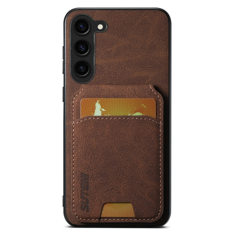 For Samsung Galaxy S24+ 5G Suteni H02 Litchi Leather Card Wallet Stand Back Phone Case(Brown) - Galaxy S24+ 5G Cases by Suteni | Online Shopping UK | buy2fix