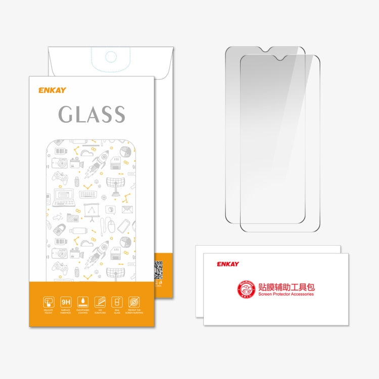 For OPPO A18 / A38 2pcs ENKAY 9H Big Arc Edge High Aluminum-silicon Tempered Glass Film - OPPO Tempered Glass by ENKAY | Online Shopping UK | buy2fix