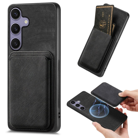 For Samsung Galaxy S25 5G Retro Leather Card Bag Magnetic Phone Case(Black) - Galaxy S25 5G Cases by buy2fix | Online Shopping UK | buy2fix