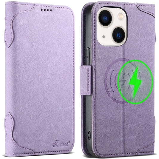 For iPhone 13 SUTENI J07 Multifunctional Horizontal Flip Magsafe Leather Phone Case(Purple) - iPhone 13 Cases by Suteni | Online Shopping UK | buy2fix