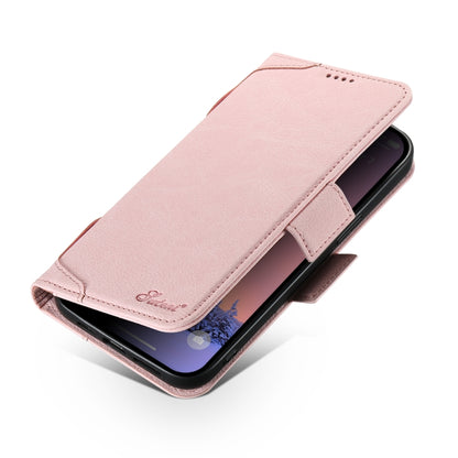 For iPhone 15 Plus SUTENI J07 Multifunctional Horizontal Flip Magsafe Leather Phone Case(Pink) - iPhone 15 Plus Cases by Suteni | Online Shopping UK | buy2fix