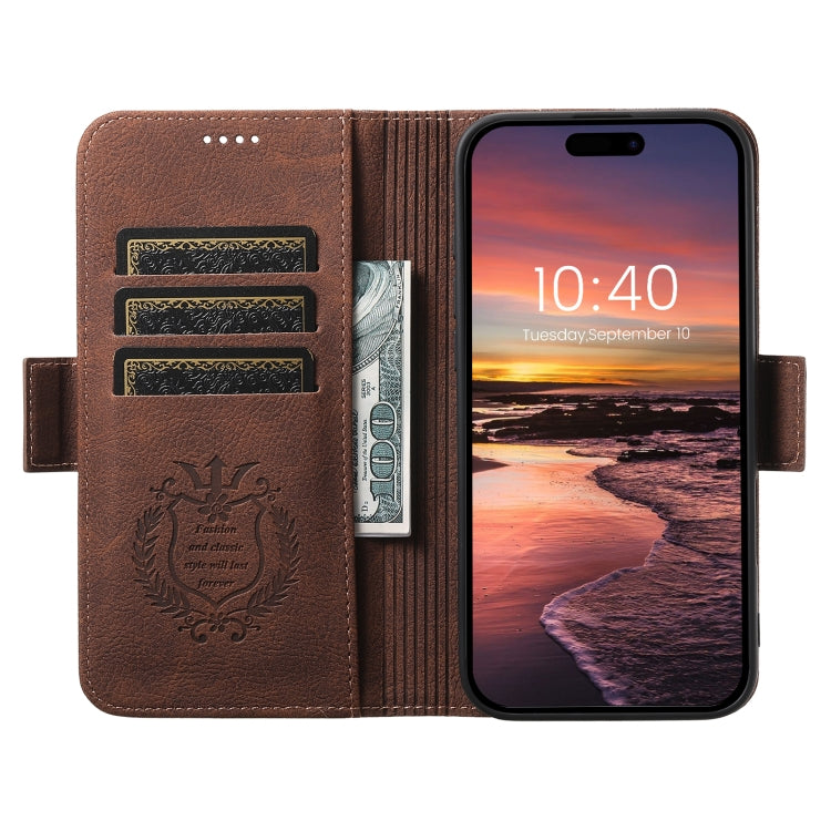 For iPhone 16 SUTENI J07 Multifunctional Horizontal Flip Magsafe Leather Phone Case(Brown) - iPhone 16 Cases by Suteni | Online Shopping UK | buy2fix