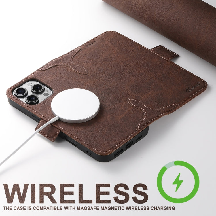 For iPhone 16 SUTENI J07 Multifunctional Horizontal Flip Magsafe Leather Phone Case(Brown) - iPhone 16 Cases by Suteni | Online Shopping UK | buy2fix