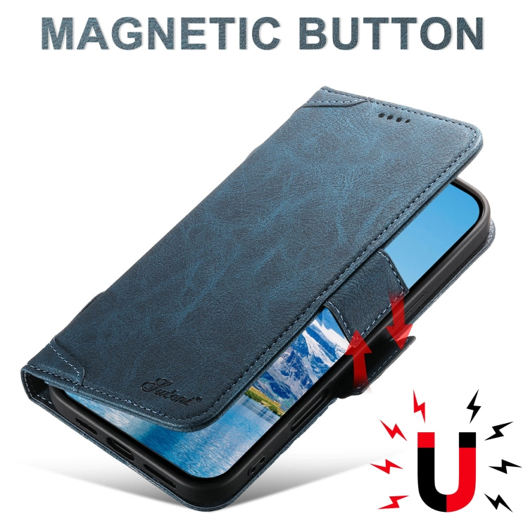 For iPhone 16 SUTENI J07 Multifunctional Horizontal Flip Magsafe Leather Phone Case(Blue) - iPhone 16 Cases by Suteni | Online Shopping UK | buy2fix