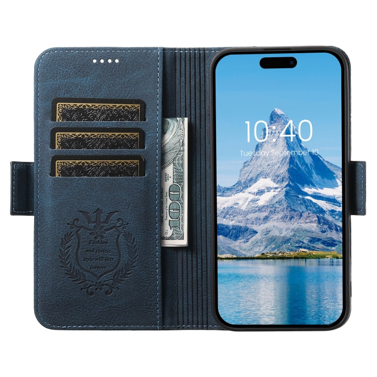 For iPhone 16 SUTENI J07 Multifunctional Horizontal Flip Magsafe Leather Phone Case(Blue) - iPhone 16 Cases by Suteni | Online Shopping UK | buy2fix