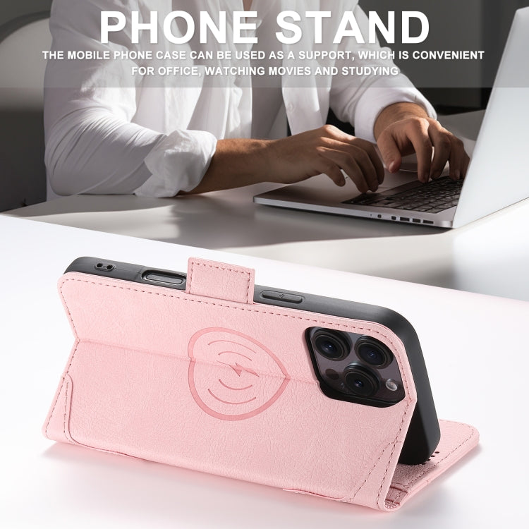 For iPhone 16 SUTENI J07 Multifunctional Horizontal Flip Magsafe Leather Phone Case(Pink) - iPhone 16 Cases by Suteni | Online Shopping UK | buy2fix