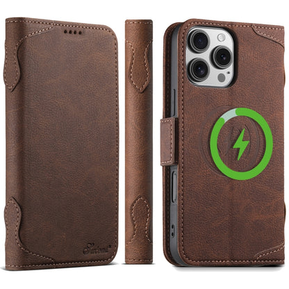 For iPhone 16 Pro Max SUTENI J07 Multifunctional Horizontal Flip Magsafe Leather Phone Case(Brown) - iPhone 16 Pro Max Cases by Suteni | Online Shopping UK | buy2fix