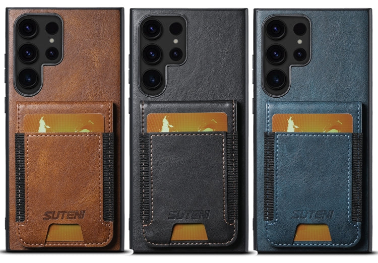 For Samsung Galaxy S24 Ultra 5G Suteni H03 Oil Wax Leather Wallet Stand Back Phone Case(Brown) - Galaxy S24 Ultra 5G Cases by Suteni | Online Shopping UK | buy2fix