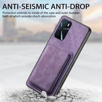 For OPPO A1 5G Retro Leather Card Bag Magnetic Phone Case(Purple) - OPPO Cases by buy2fix | Online Shopping UK | buy2fix