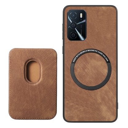 For OPPO Reno8 T 5G Retro Leather Card Bag Magnetic Phone Case(Brown) - OPPO Cases by buy2fix | Online Shopping UK | buy2fix