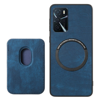 For OPPO Reno8 Z Retro Leather Card Bag Magnetic Phone Case(Blue) - OPPO Cases by buy2fix | Online Shopping UK | buy2fix