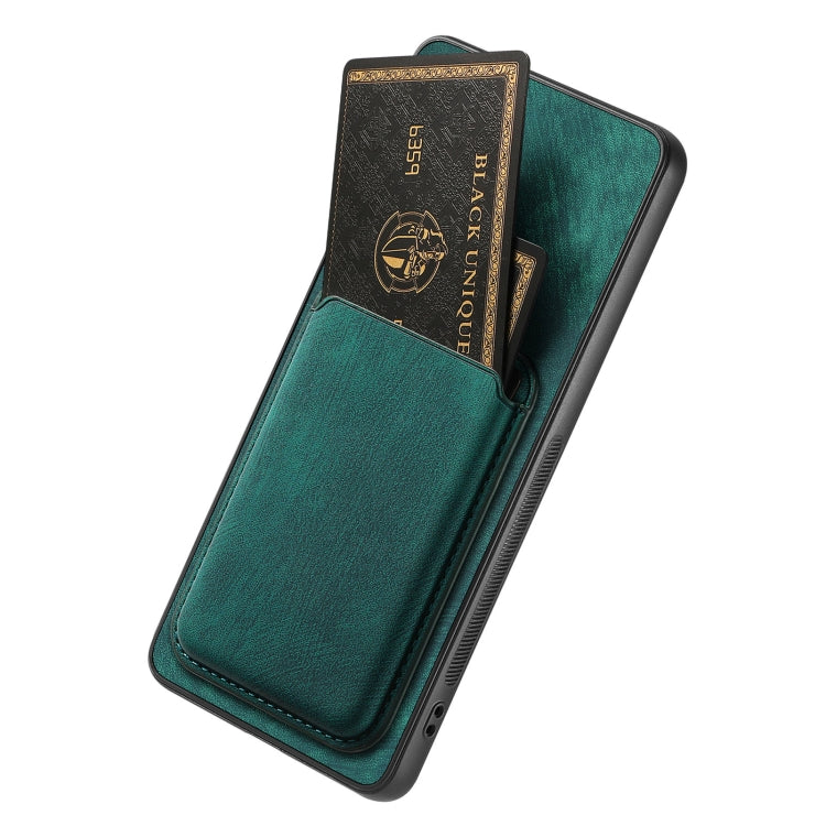 For OPPO A17 Retro Leather Card Bag Magnetic Phone Case(Green) - OPPO Cases by buy2fix | Online Shopping UK | buy2fix