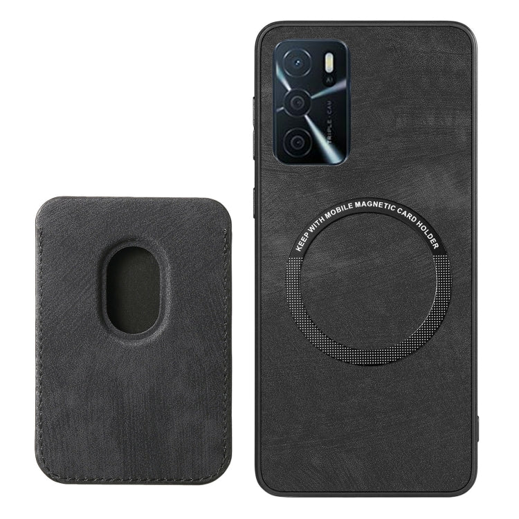 For OPPO A16 Retro Leather Card Bag Magnetic Phone Case(Black) - OPPO Cases by buy2fix | Online Shopping UK | buy2fix