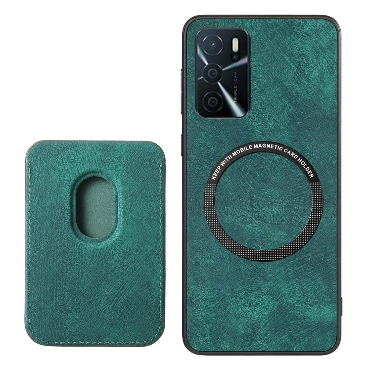 For OPPO F19 Retro Leather Card Bag Magnetic Phone Case(Green) - OPPO Cases by buy2fix | Online Shopping UK | buy2fix