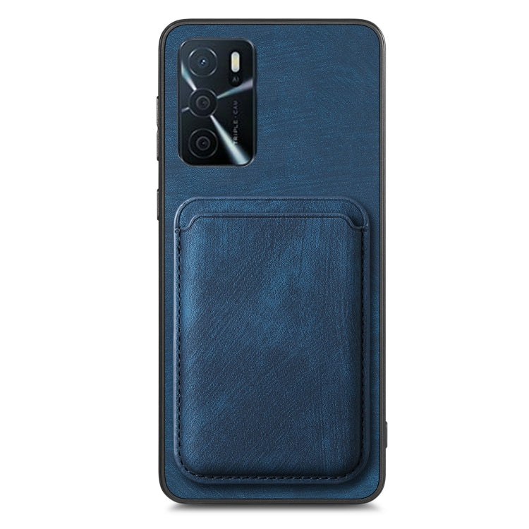 For OPPO F19 Pro+ Retro Leather Card Bag Magnetic Phone Case(Blue) - OPPO Cases by buy2fix | Online Shopping UK | buy2fix