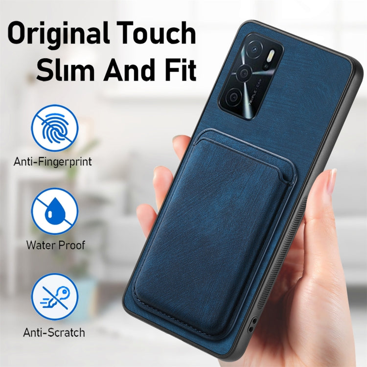 For OPPO F19 Pro+ Retro Leather Card Bag Magnetic Phone Case(Blue) - OPPO Cases by buy2fix | Online Shopping UK | buy2fix