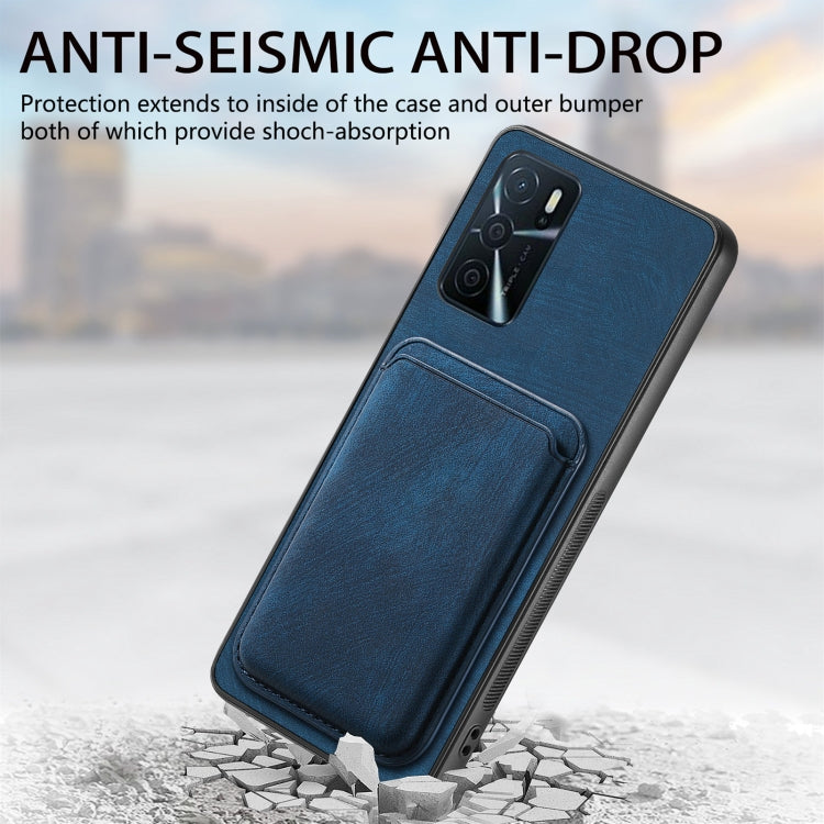 For OPPO A72 5G Retro Leather Card Bag Magnetic Phone Case(Blue) - OPPO Cases by buy2fix | Online Shopping UK | buy2fix