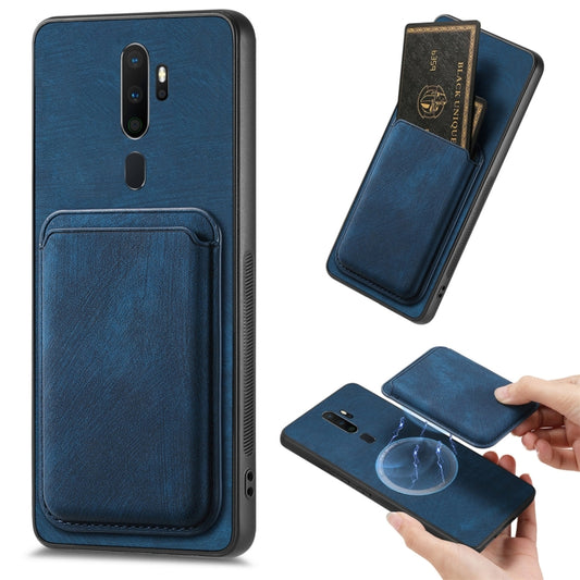 For OPPO A9 2020 / A5 2020 Retro Leather Card Bag Magnetic Phone Case(Blue) - OPPO Cases by buy2fix | Online Shopping UK | buy2fix