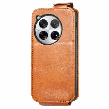 For OnePlus 12 Zipper Wallet Vertical Flip Leather Phone Case(Brown) - OnePlus Cases by buy2fix | Online Shopping UK | buy2fix