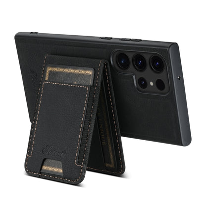 For Samsung Galaxy S24 Ultra 5G Suteni H17 Litchi Texture Leather MagSafe Detachable Wallet Phone Case(Black) - Galaxy S24 Ultra 5G Cases by Suteni | Online Shopping UK | buy2fix