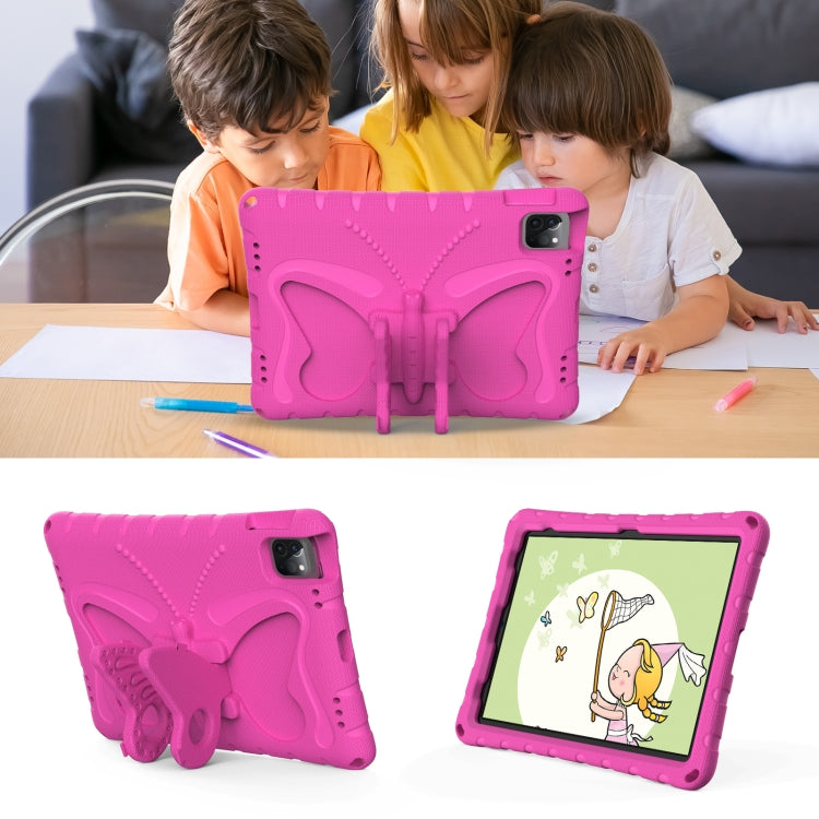 For iPad Air 11 2024 Butterfly Bracket EVA Shockproof Tablet Case(Rose Red) - iPad Air 11 2024 Cases by buy2fix | Online Shopping UK | buy2fix