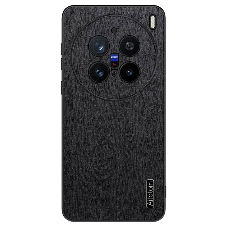 For vivo X200 Pro Tree Bark Leather Shockproof Phone Case(Black) - X200 Pro Cases by buy2fix | Online Shopping UK | buy2fix