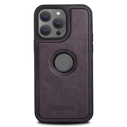 For iPhone 13 Pro Suteni G1 Magsafe Leather Back Phone Case(Purple) - iPhone 13 Pro Cases by Suteni | Online Shopping UK | buy2fix