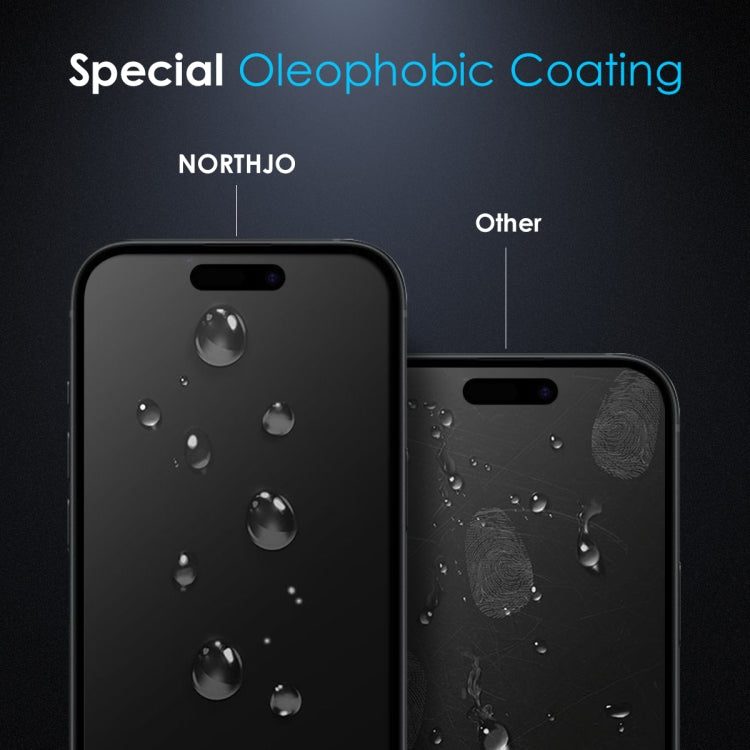 For iPhone 16 NORTHJO A++ 28 Degree Privacy Full Glue Silk Printing Tempered Glass Film - iPhone 16 Tempered Glass by NORTHJO | Online Shopping UK | buy2fix