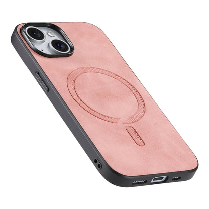 For iPhone 15 Pro Solid Color Retro Magsafe PU Back Cover Phone Case(Pink) - iPhone 15 Pro Cases by buy2fix | Online Shopping UK | buy2fix