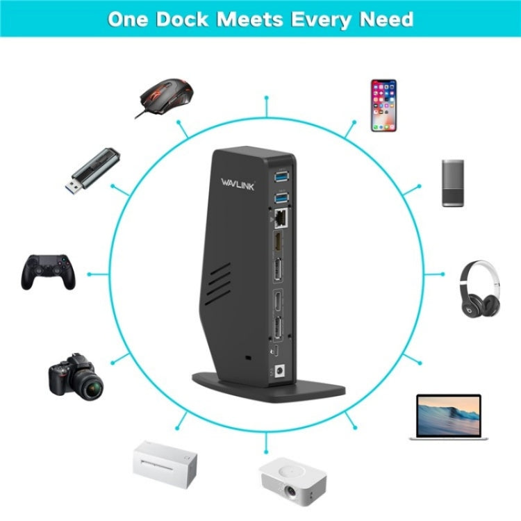 WAVLINK WL-UG69DK5 Laptop Dual 5K / 4K 60Hz Monitor Adapter USB 3.0 Docking Station, Plug:EU Plug - Cable & Adapters by WAVLINK | Online Shopping UK | buy2fix