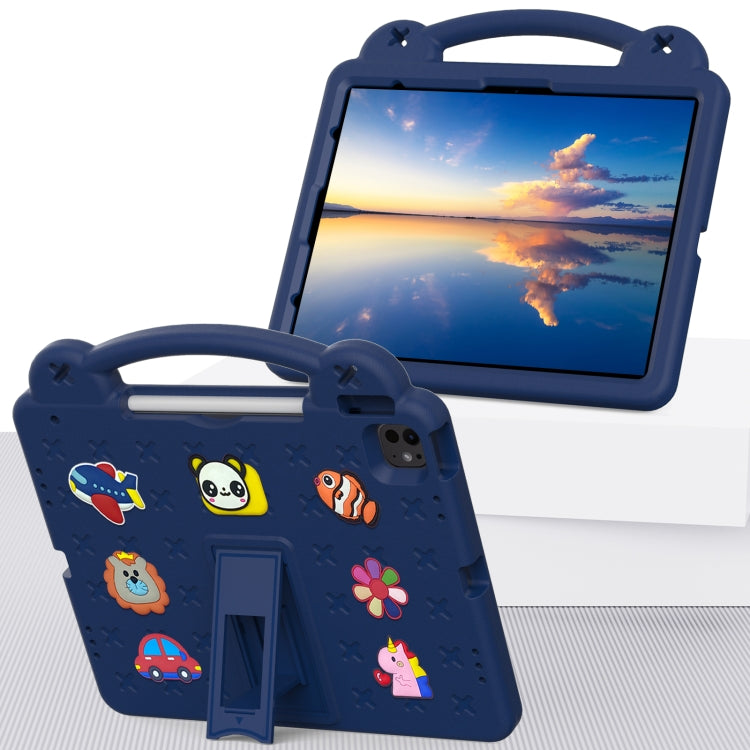 For iPad Air 13 2024 Handle Kickstand Children EVA Shockproof Tablet Case(Navy Blue) - iPad Air 13 2024 Cases by buy2fix | Online Shopping UK | buy2fix