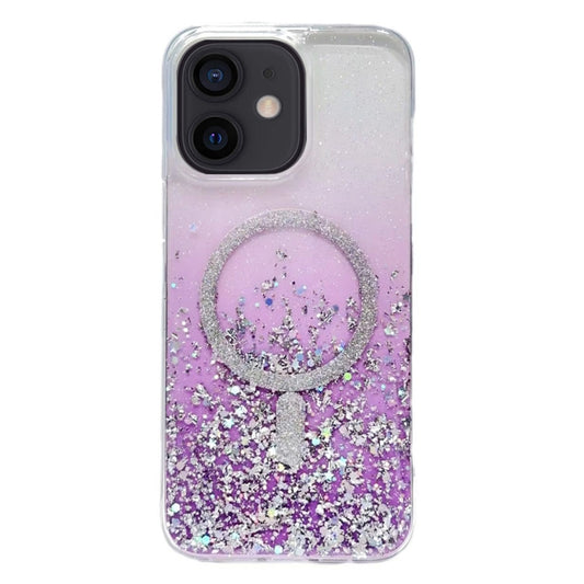 For iPhone 12 Gradient Glitter MagSafe PC Hybrid TPU Phone Case(Gradient Purple) - iPhone 12 / 12 Pro Cases by buy2fix | Online Shopping UK | buy2fix