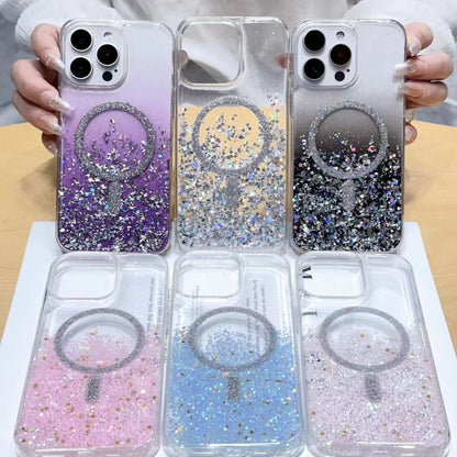 For iPhone 13 Pro Max Gradient Glitter MagSafe PC Hybrid TPU Phone Case(Gradient Silver) - iPhone 13 Pro Max Cases by buy2fix | Online Shopping UK | buy2fix