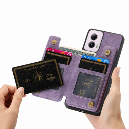 For Motorola G Power 5G 2024 Retro Leather Zipper Wallet Back Phone Case(Purple) - Motorola Cases by buy2fix | Online Shopping UK | buy2fix