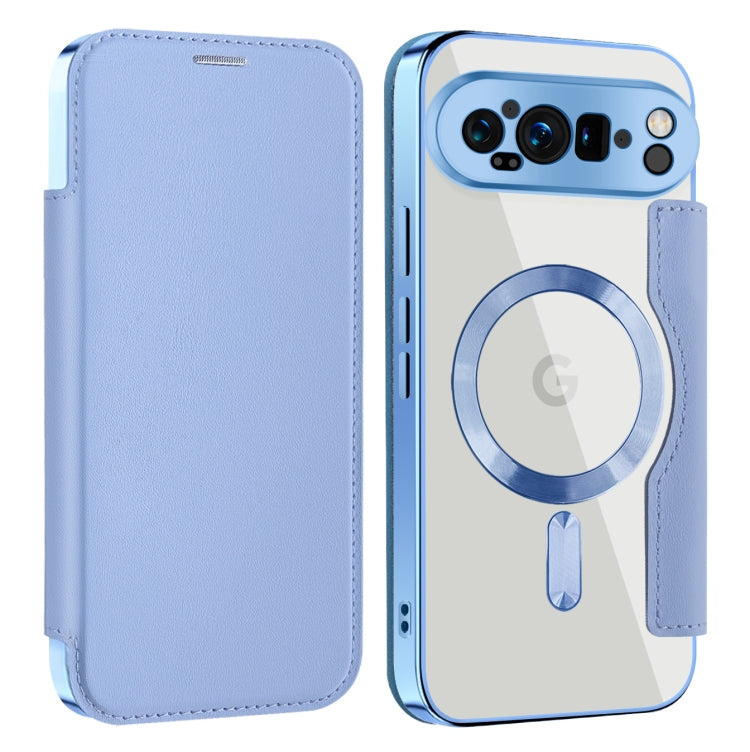 For Google Pixel 9 Pro XL Shield MagSafe RFID Anti-theft Leather Phone Case(Blue) - Google Cases by buy2fix | Online Shopping UK | buy2fix