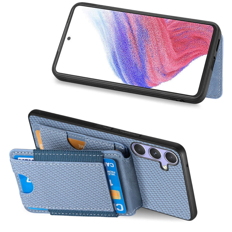 For Samsung Galaxy S25 5G Carbon Fiber Vertical Flip Wallet Stand Phone Case(Blue) - Galaxy S25 5G Cases by buy2fix | Online Shopping UK | buy2fix