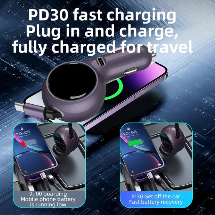 K2 With 60W Type-C Retractable Cable Type-C Port Phone Fast Charging Adapter Car Charger - Car Charger by buy2fix | Online Shopping UK | buy2fix