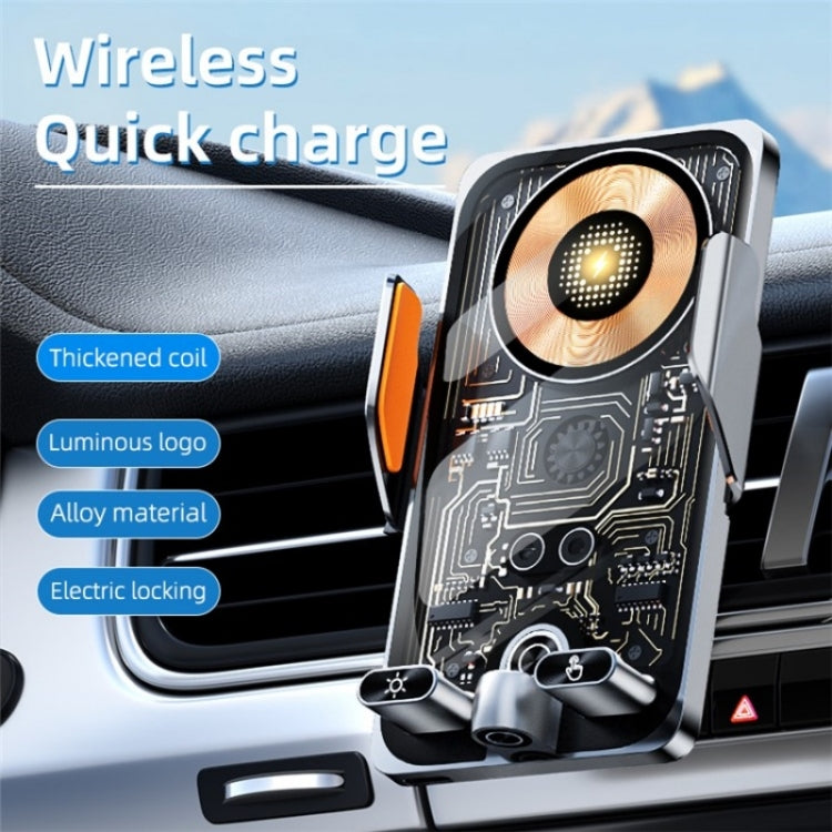 C1 Car Wireless 66W Fast Charger Phone Holder Infrared Sensor Punk Style(Silver) - Wireless Charging Pads by buy2fix | Online Shopping UK | buy2fix